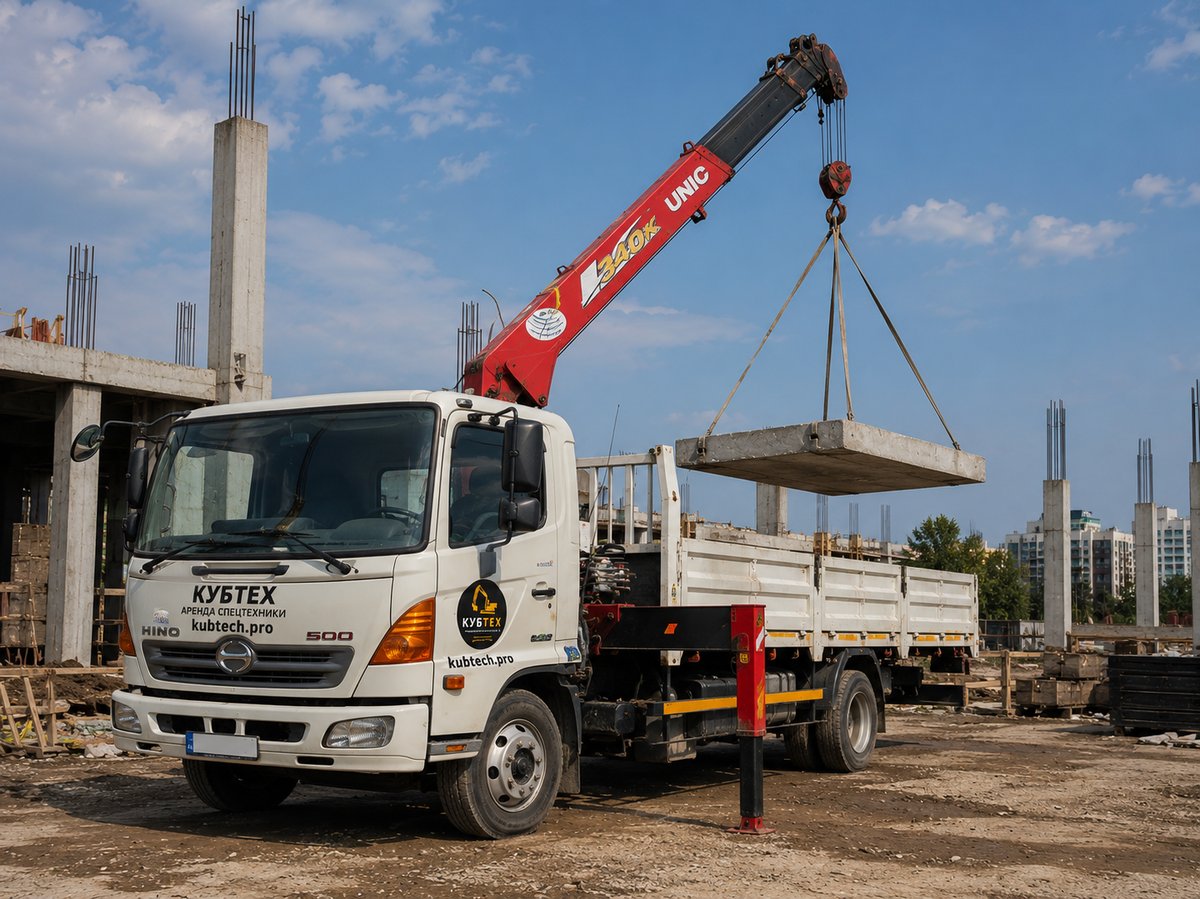 Аренда манипулятора Hino 7 тонн в Краснодаре