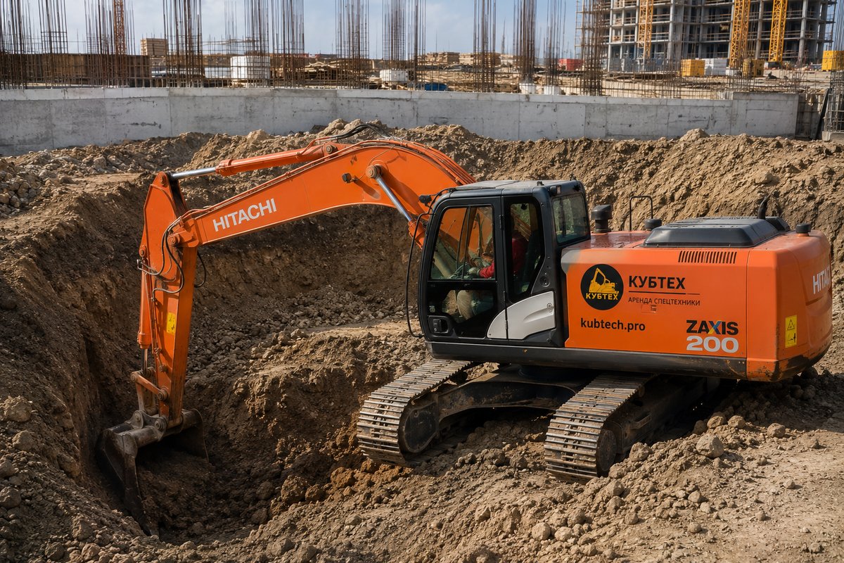 Аренда экскаватора Hitachi ZX200 в Краснодаре