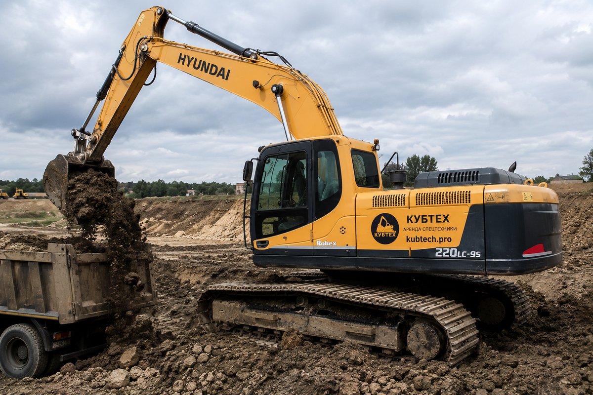 Аренда экскаватора Hyundai R220 в Краснодаре