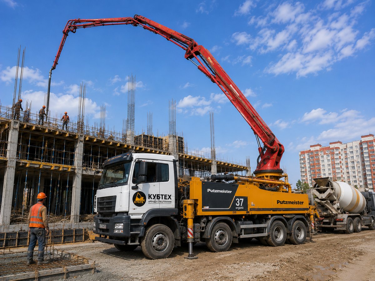 Аренда автобетононасоса Putzmeister 37 метров в Краснодаре